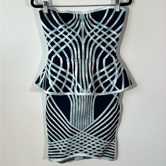 Herve Leger Blue Cocktail Dress Sz S - Picture 4 of 12